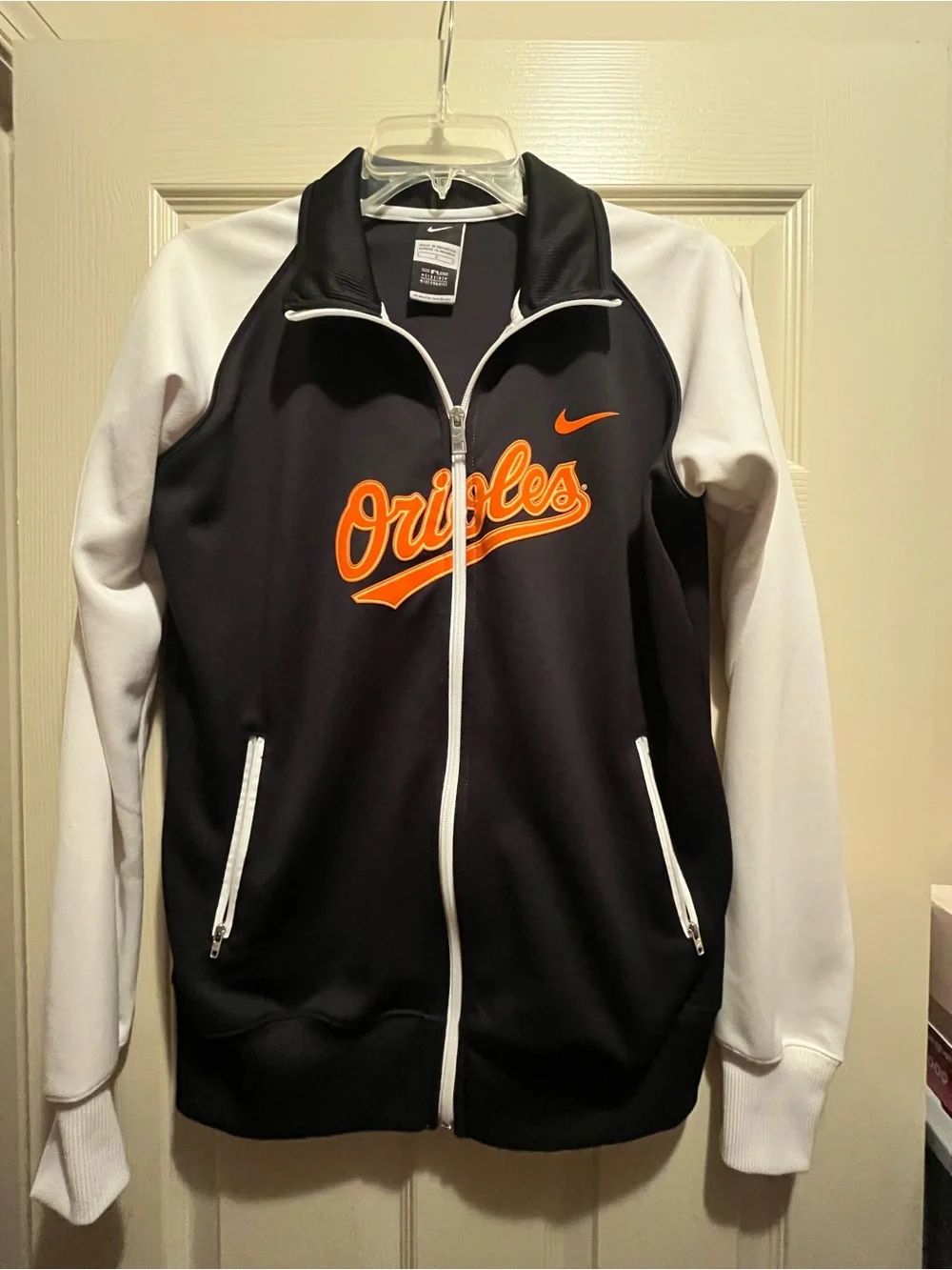Nike Black & White Orioles Full-Zip Performance Jacket with Orange Logo